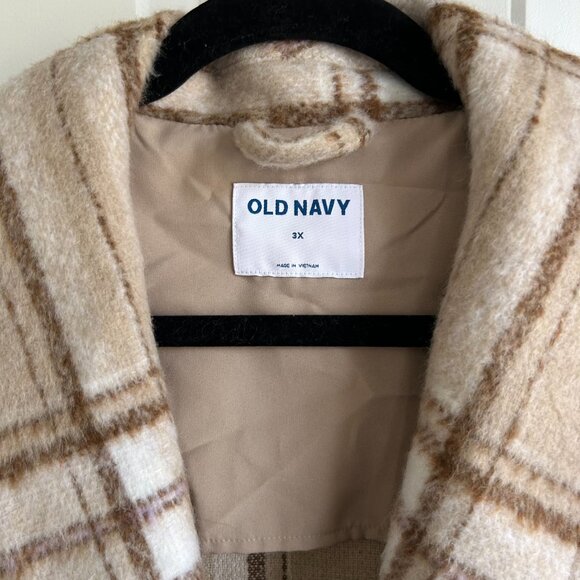 Old Navy - *NWT* - Tan Plaid Relaxed Car Coat - Size 3X - Picture 2 of 6